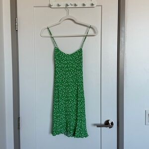 Zara Green Dress with White Floral Pattern